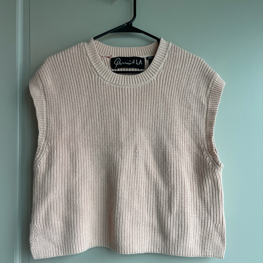 Women's Light Pink Knit Sleeveless Sweater